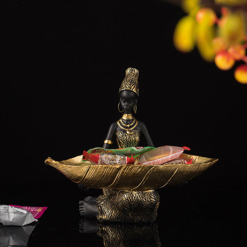 Dekorationsschale Afrikanisch Gold mit Figur -    Zorenza