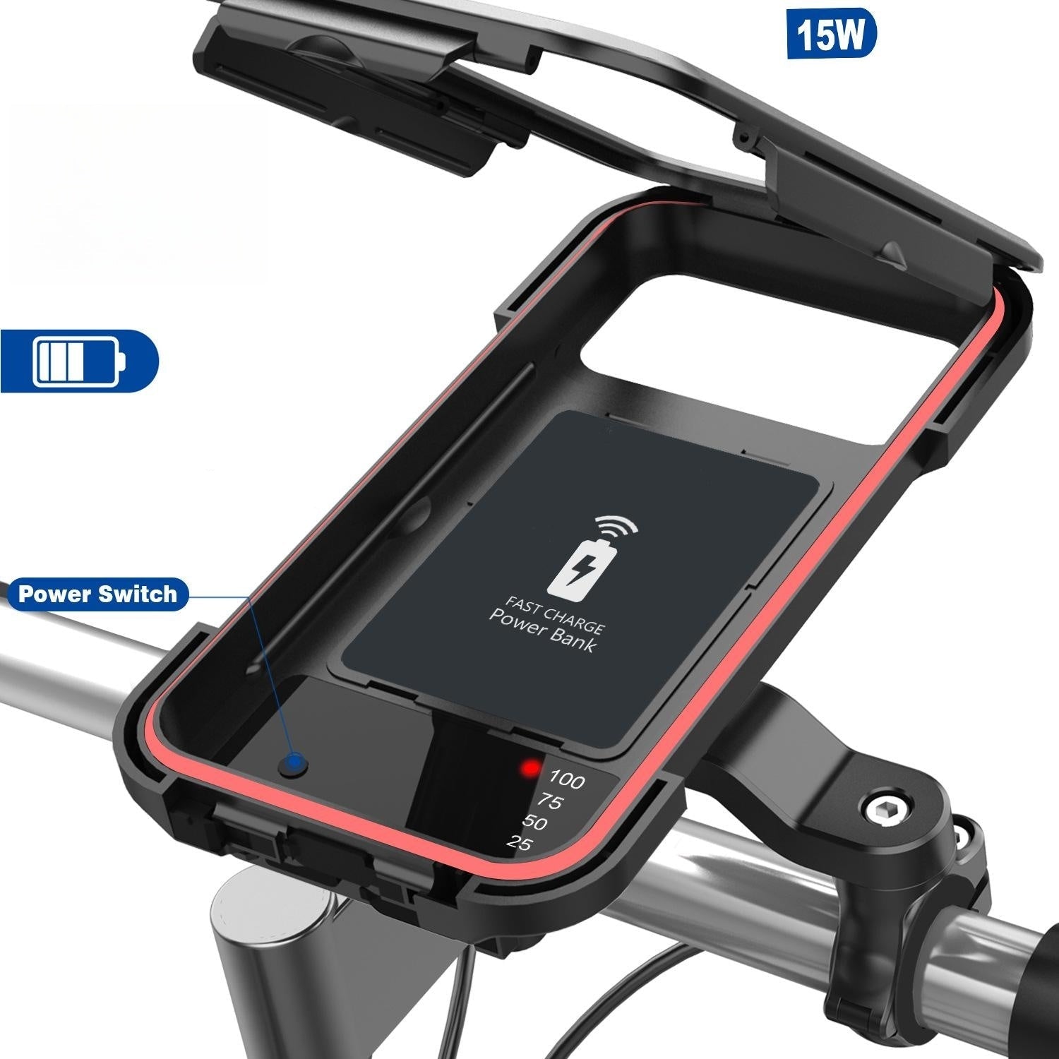 Fahrrad-Handyhalter wasserdicht mit kabelloser Ladefunktion -    Zorenza