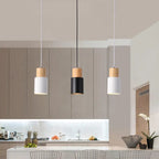 Pendelleuchte aus Metall und Holz Zorenza