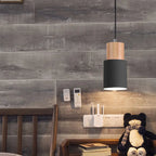 Pendelleuchte aus Metall und Holz Zorenza