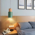 Pendelleuchte aus Metall und Holz Zorenza