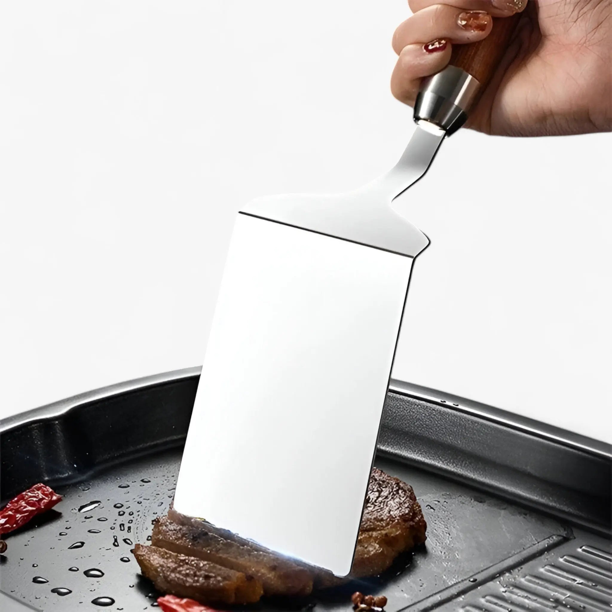Quadratischer Wender mit Holzgriff – Präzises Wenden für Grill und Pfanne Zorenza