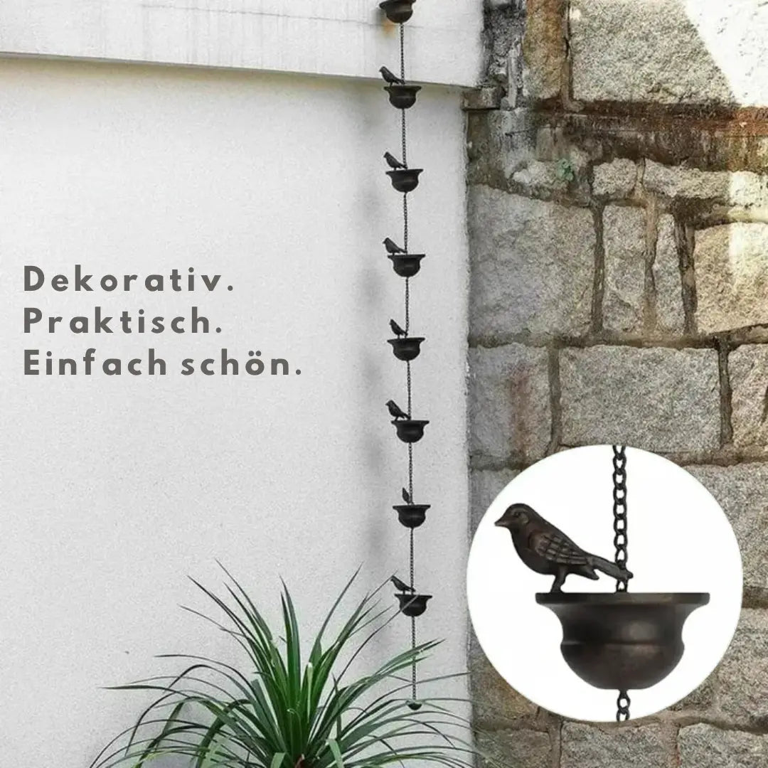 Regentropfenkette Metall – Schönes Wasser-Spiel für Haus & Garten Zorenza