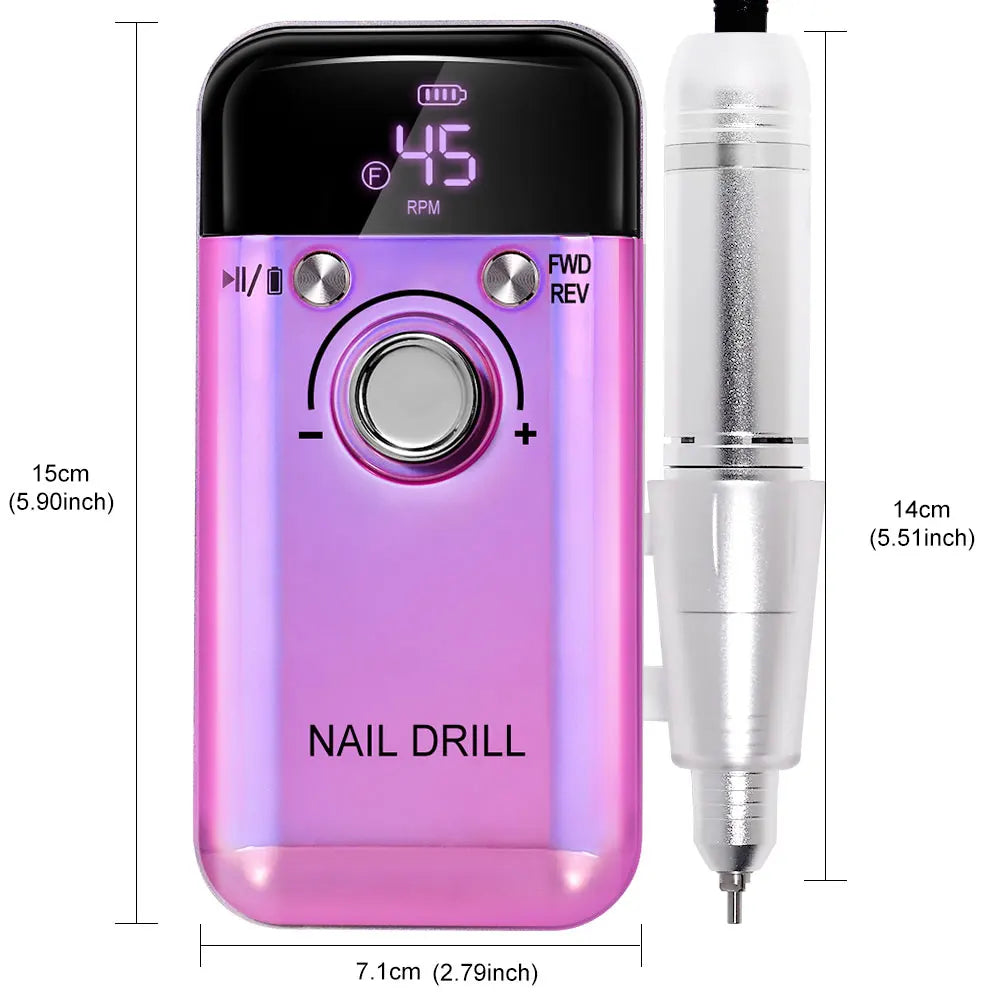 45000 RPM oplaadbare elektrische nagelboormachine Professionele nagelboren voor gelnagels Polish Draagbare nagelvijl manicure tool Zorenza