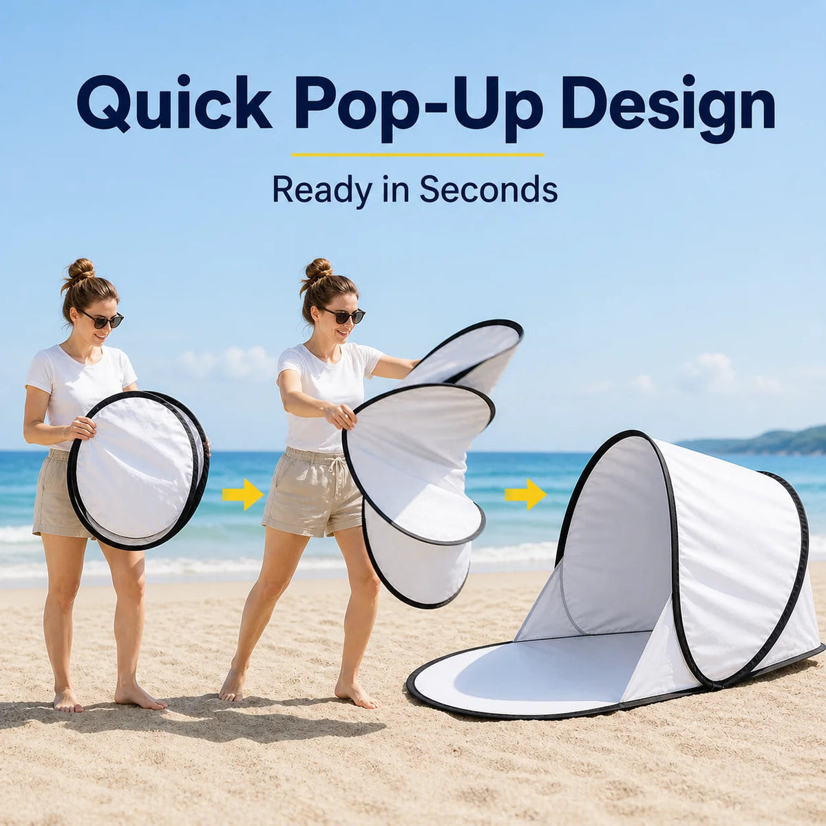 Pop-Up Strandzelt mit UV-Schutz – Automatisches Sonnenschutzzelt für Strand, Camping und Picknick – Zorenza
