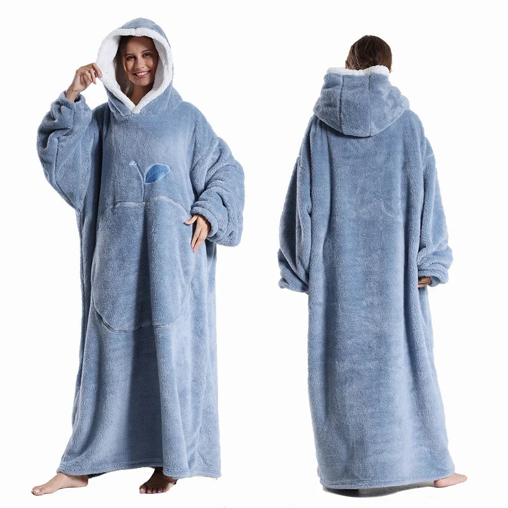 Kapuzendecke Sherpa Fleece Übergröße mit Ärmeln und Tasche -    Zorenza