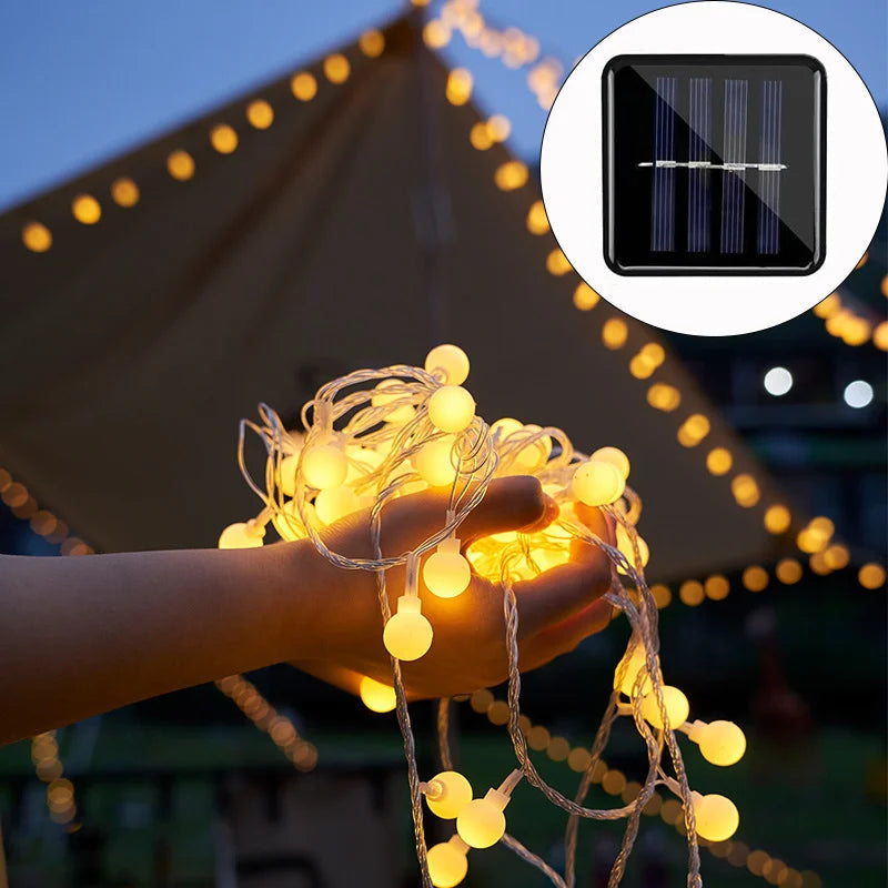 Solar-Lichterkette mit warmweißen LEDs für Garten und Terrasse -    Zorenza