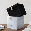 Filz-Aufbewahrungsbox mit Deckel und Ledergriff -    Zorenza