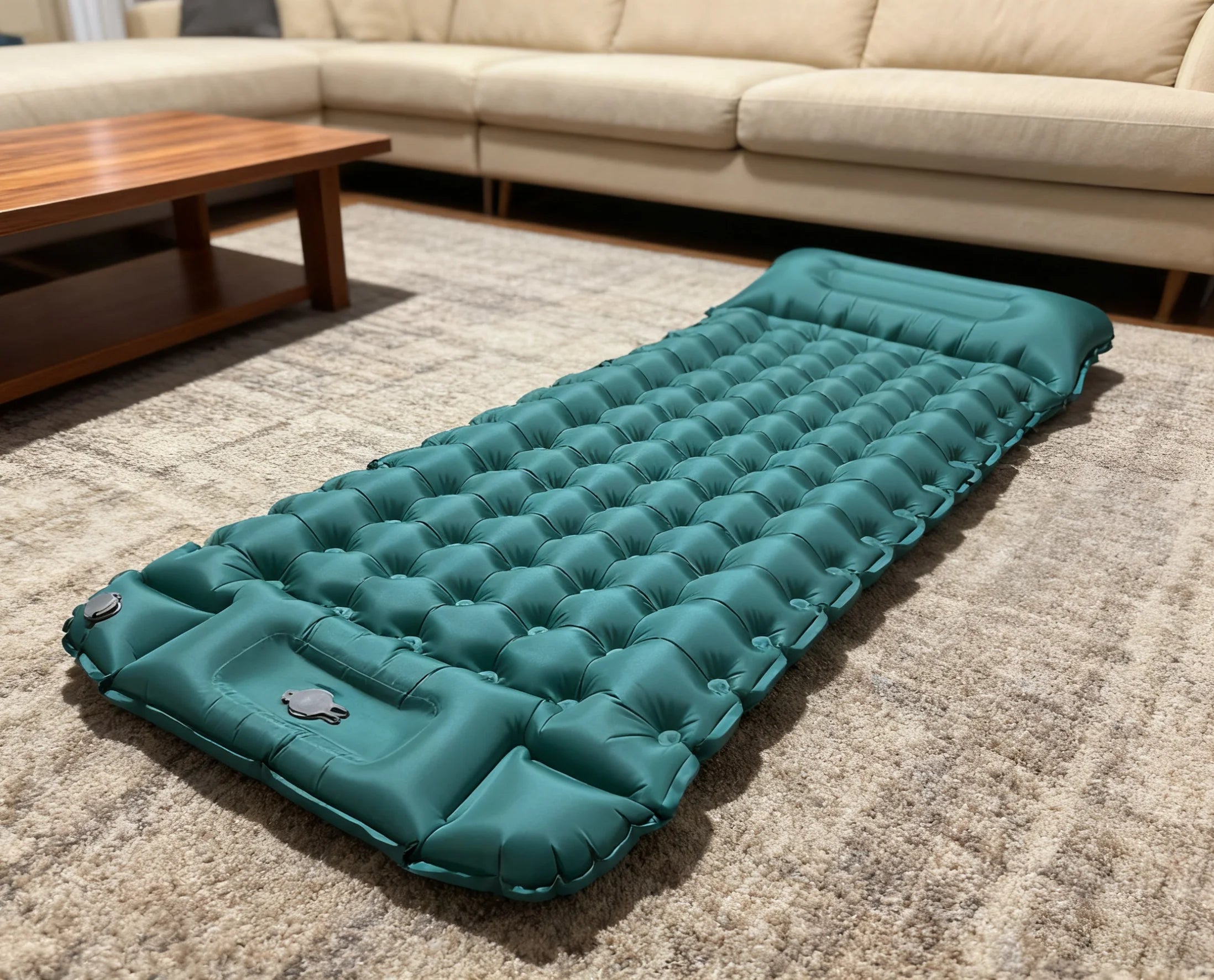 Aufblasbare Campingmatte mit Kopfkissen – 10 cm dick -    Zorenza