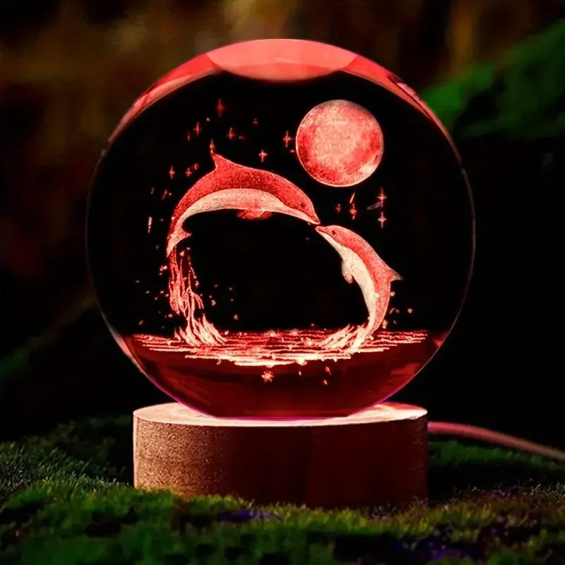 Kristallglaskugel mit 3D-Lasergravur & Farbwechselnder LED-Basis Zorenza