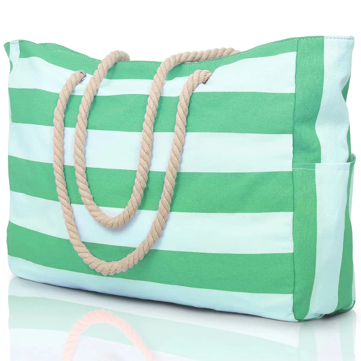 Strandtasche Canvas Gestreift mit Reißverschluss -    Zorenza