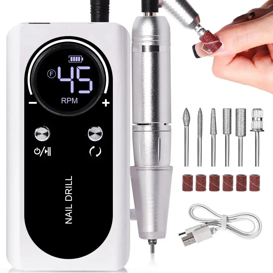 Professionele 45000 RPM elektrische draagbare nagelboormachine Oplaadbare geluidsarme nagelschuurmachine Bestand voor manicure salon gereedschap Zorenza