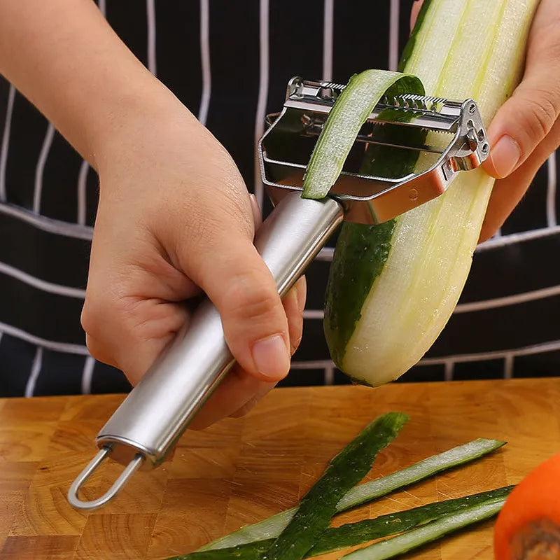 Gemüseschäler Edelstahl – Ergonomisch für Obst und Gemüse -    Zorenza