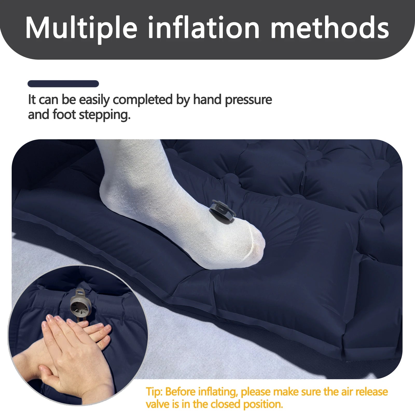 Aufblasbare Campingmatte mit Kopfkissen – 10 cm dick -    Zorenza
