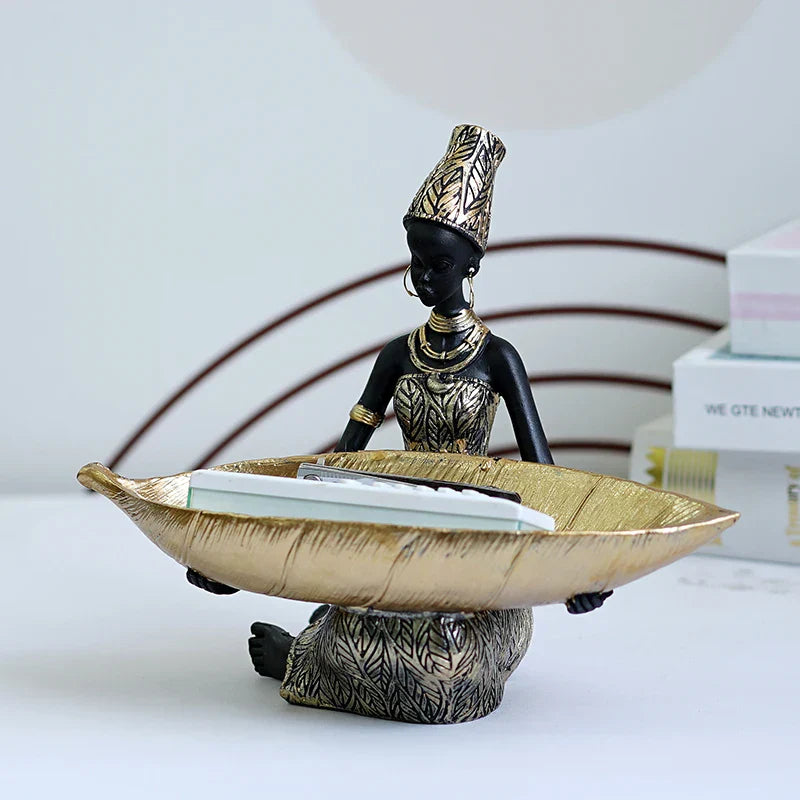 Dekorationsschale Afrikanisch Gold mit Figur -    Zorenza