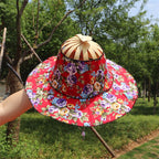 Faltbarer Sonnenhut Bambus mit Blumenmuster -    Zorenza