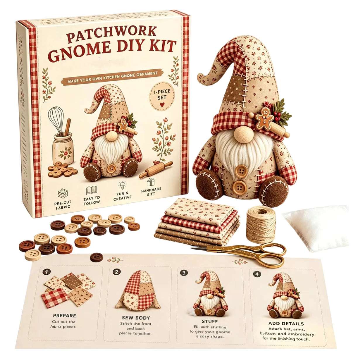 Patchwork-Puppen Nähset – Filz DIY Kit für 4 Stoffpuppen -    Zorenza