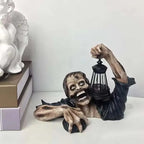 Zombie-Gartenfigur mit Laterne für Halloween-Deko -    Zorenza