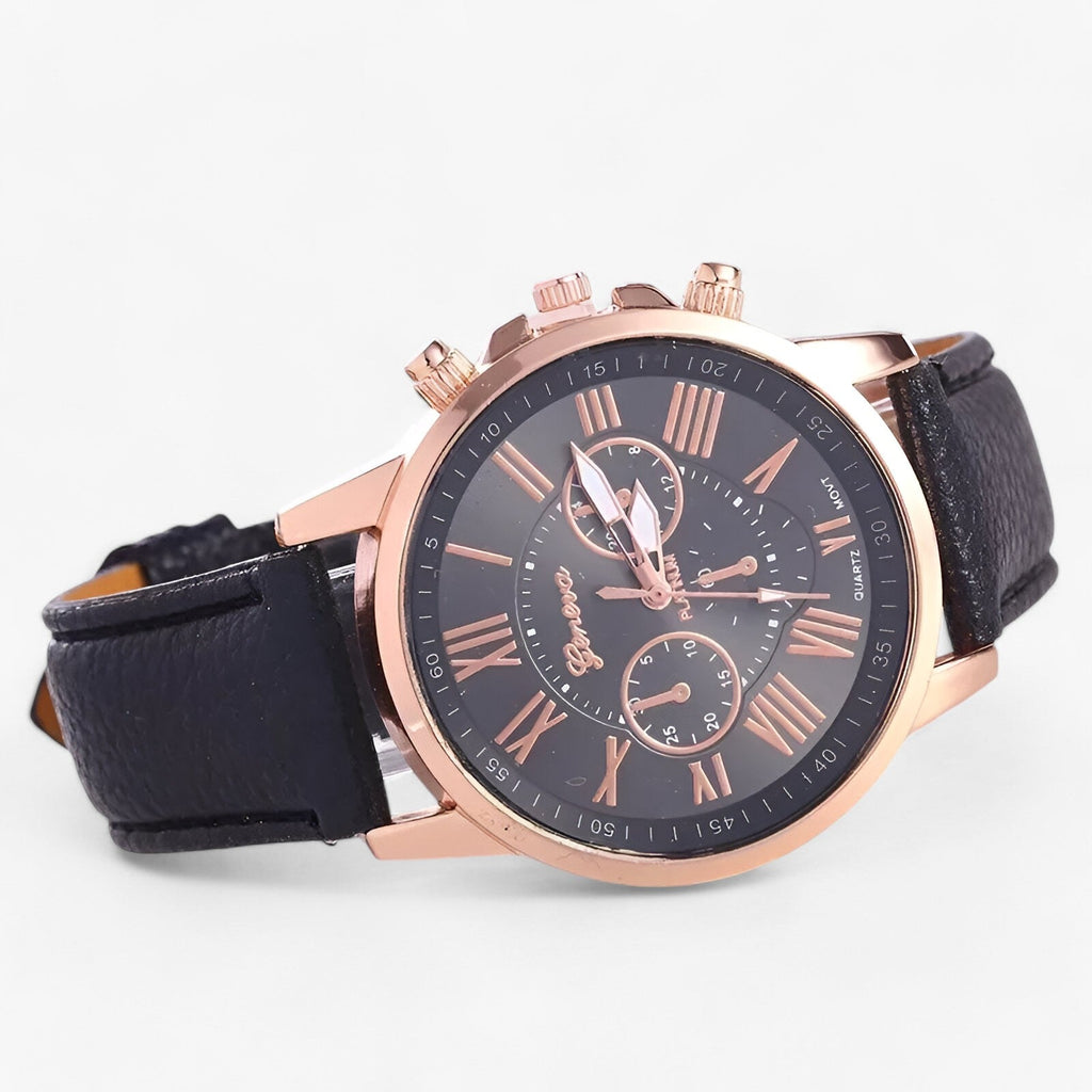Damenuhr mit römischen Ziffern und weichem Lederarmband -    Zorenza