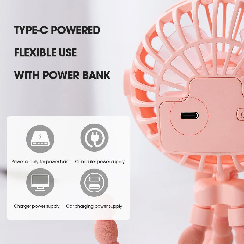 Mini-Ventilator mit flexiblem Stativ und Nachtlicht -    Zorenza