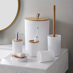 6 Piece Bathroom Set With Trash Can Toothbrush Holder Lotion Soap Dispenser Soap Dish Toilet Brush Bathroom Accessories Set Zorenza
