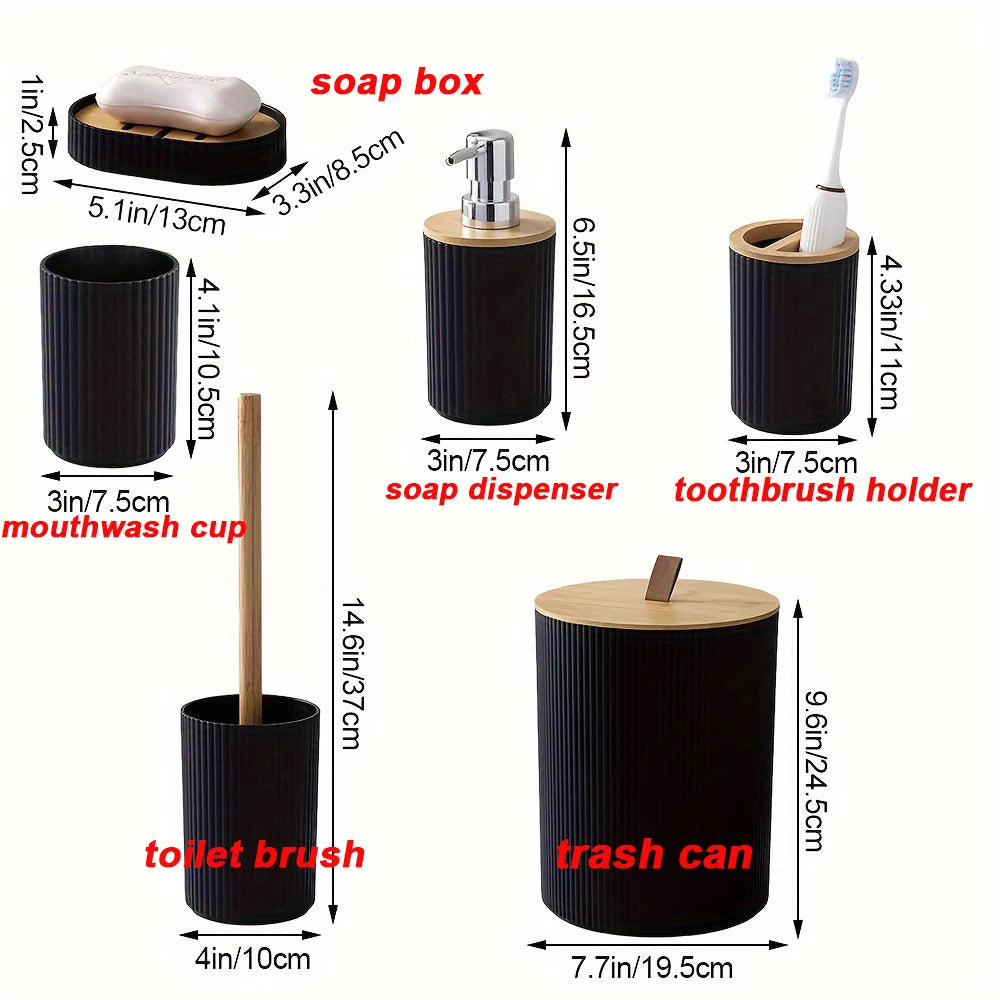 6 Piece Bathroom Set With Trash Can Toothbrush Holder Lotion Soap Dispenser Soap Dish Toilet Brush Bathroom Accessories Set Zorenza