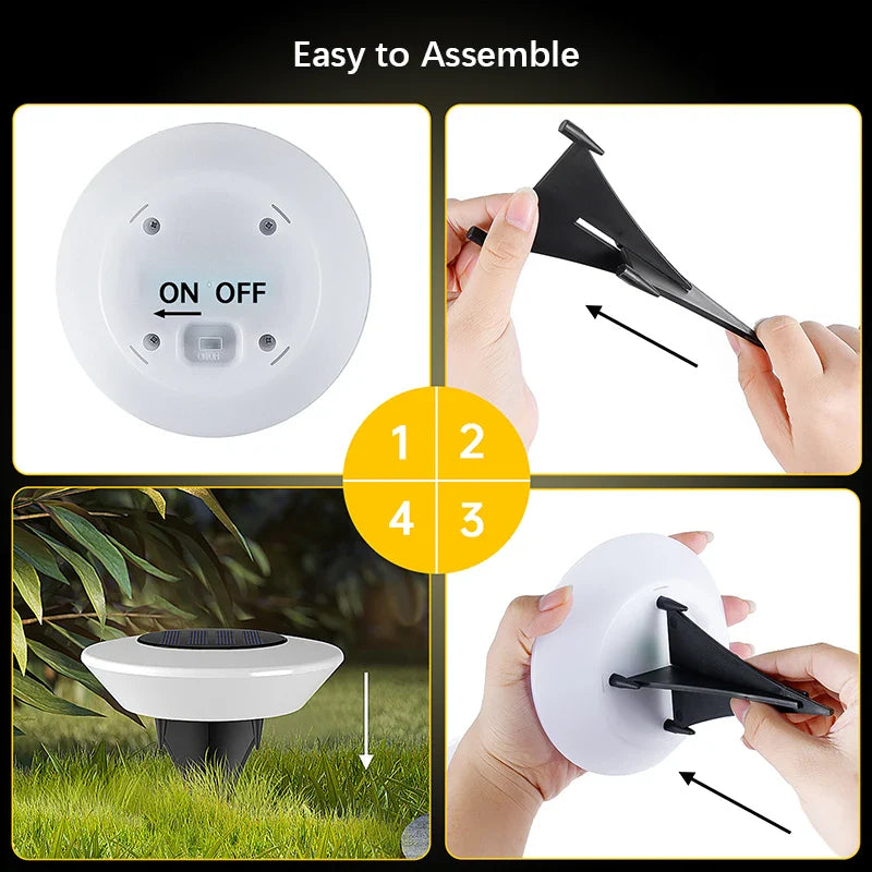 Solar-Bodenleuchte mit 14 LEDs und 360°-Bodenbeleuchtung – 4er-Set Zorenza