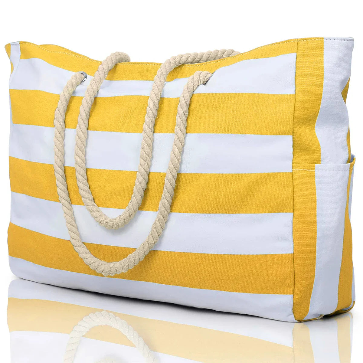 Strandtasche Canvas Gestreift mit Reißverschluss -    Zorenza