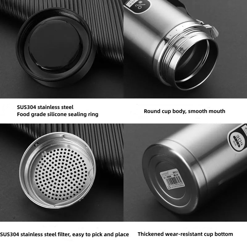 Thermosflasche mit LED-Temperaturanzeige – Edelstahl isoliert -    Zorenza