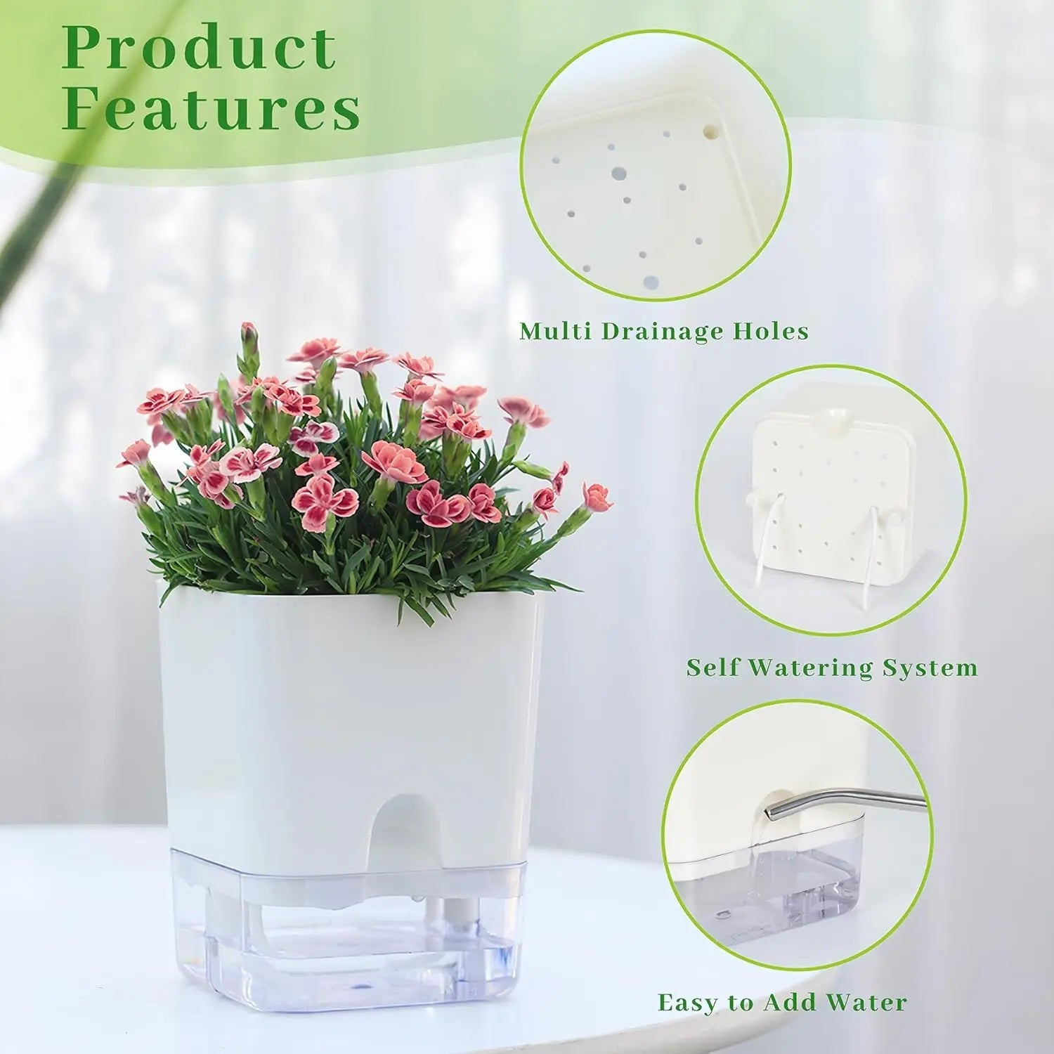 Selbstbewässernder Blumentopf mit sichtbarem Wasserstand -    Zorenza