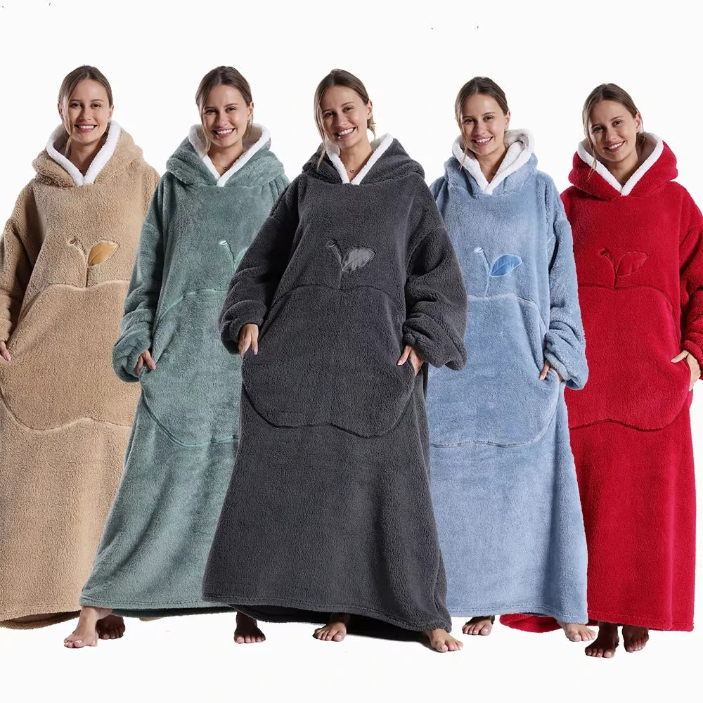 Kapuzendecke Sherpa Fleece Übergröße mit Ärmeln und Tasche -    Zorenza