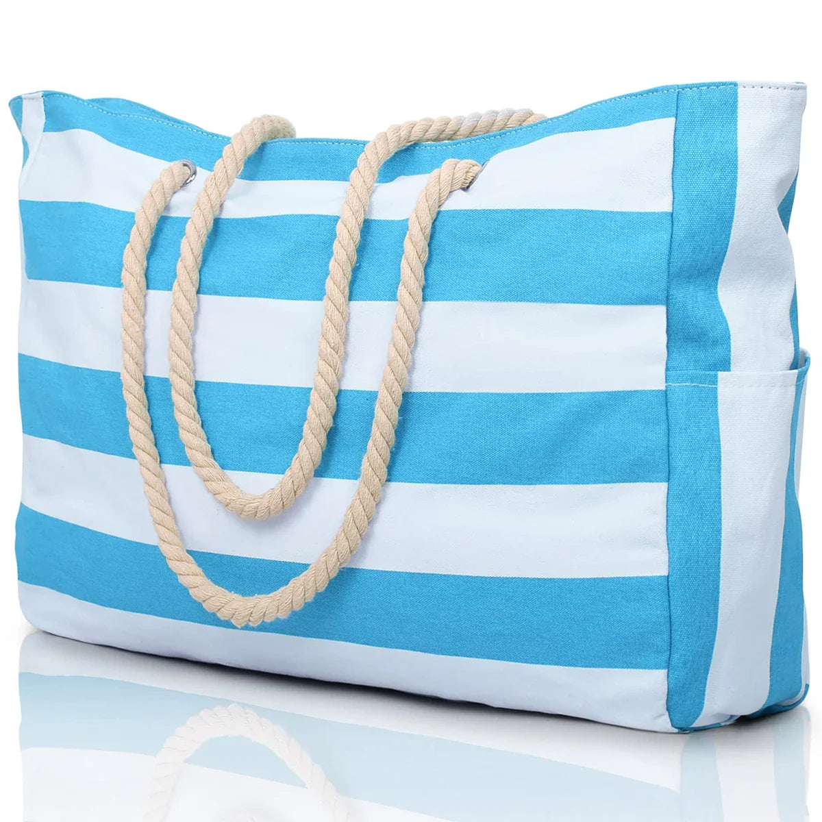 Strandtasche Canvas Gestreift mit Reißverschluss -    Zorenza