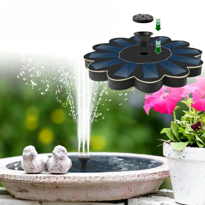 Kabellose Solar-Wasserfontäne – 5 Düsen, schwimmend, bis 95 cm Höhe -    Zorenza