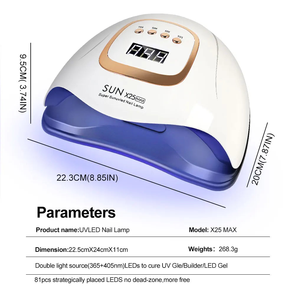 SUN X25MAX 81LED UV-Lampe zum Trocknen von Nägeln, schnell aushärtender Gel-Nagellack, professioneller, leistungsstarker UV-Lichttrockner, Maniküre-Salon Zorenza