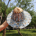 Faltbarer Sonnenhut Bambus mit Blumenmuster -    Zorenza