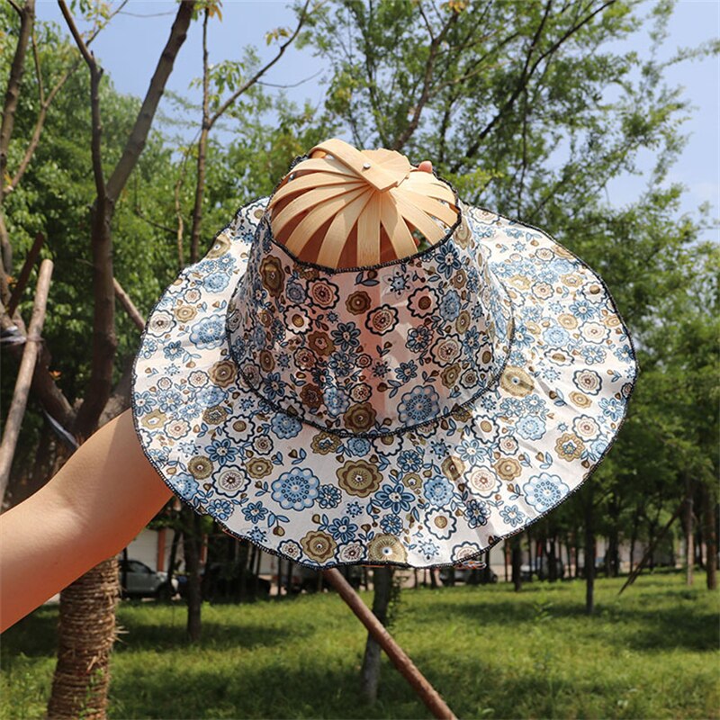 Faltbarer Sonnenhut Bambus mit Blumenmuster -    Zorenza