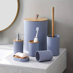 6 Piece Bathroom Set With Trash Can Toothbrush Holder Lotion Soap Dispenser Soap Dish Toilet Brush Bathroom Accessories Set Zorenza