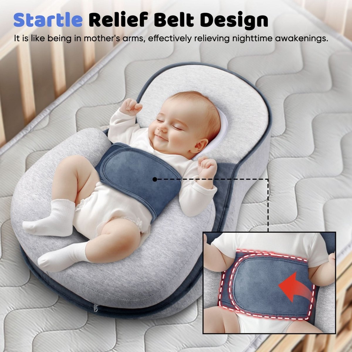 Baby-Lagerungskissen Ergonomisch – Sicherer Schlaf -    Zorenza