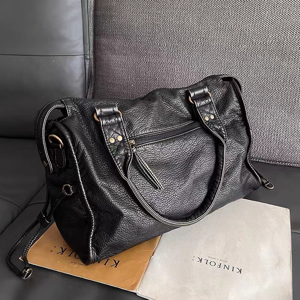Schwarze Handtasche aus PU-Leder mit Vintage-Waschung Zorenza