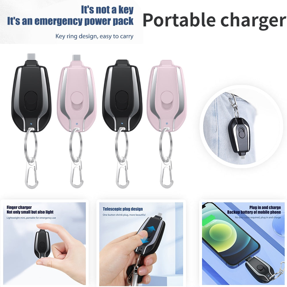 Powerbank mit Schlüsselanhänger – Kompakt und wasserdicht -    Zorenza