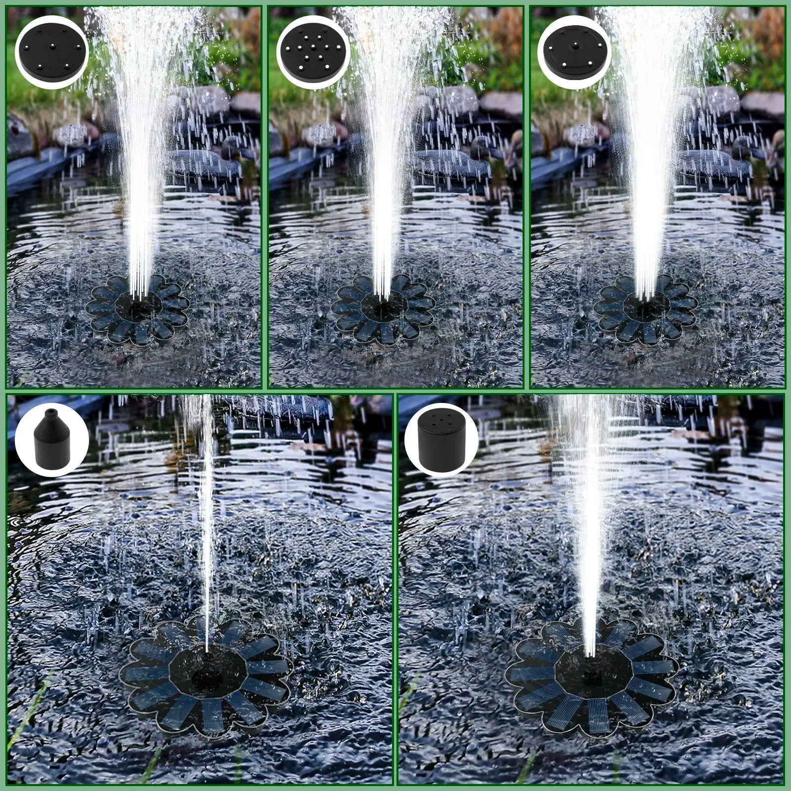 Solar Wasserfontäne mit 5 Düsenaufsätzen -    Zorenza