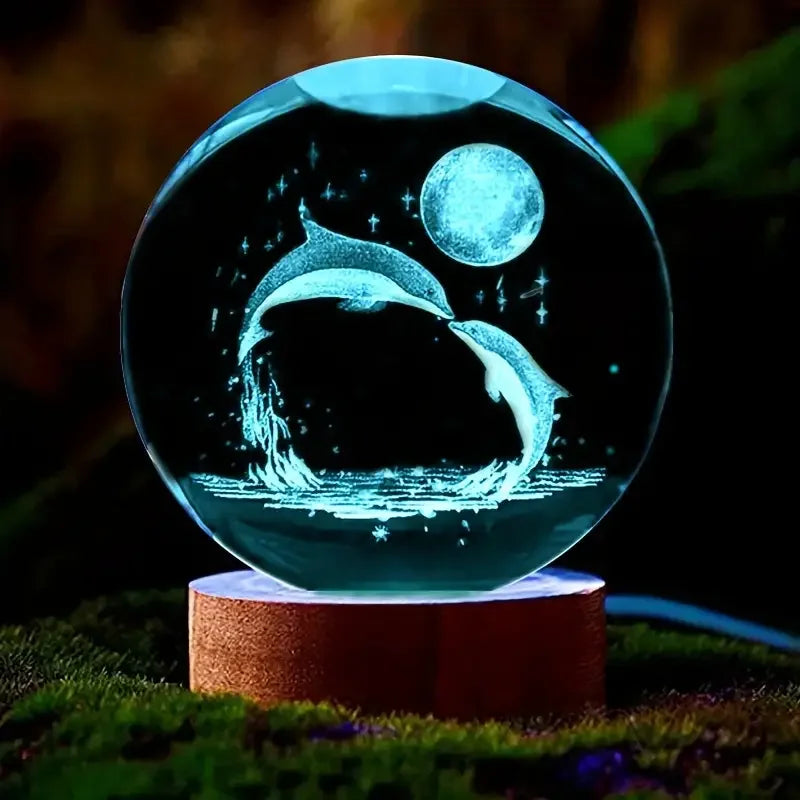 Kristallglaskugel mit 3D-Lasergravur & Farbwechselnder LED-Basis Zorenza
