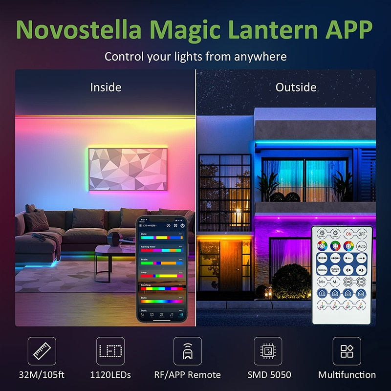 LED-Lichtband RGB mit Fernbedienung und App-Steuerung -    Zorenza