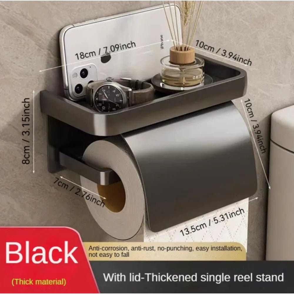 Toilettenpapierhalter mit Ablage – Papier bleibt trocken, alles griffbereit Zorenza