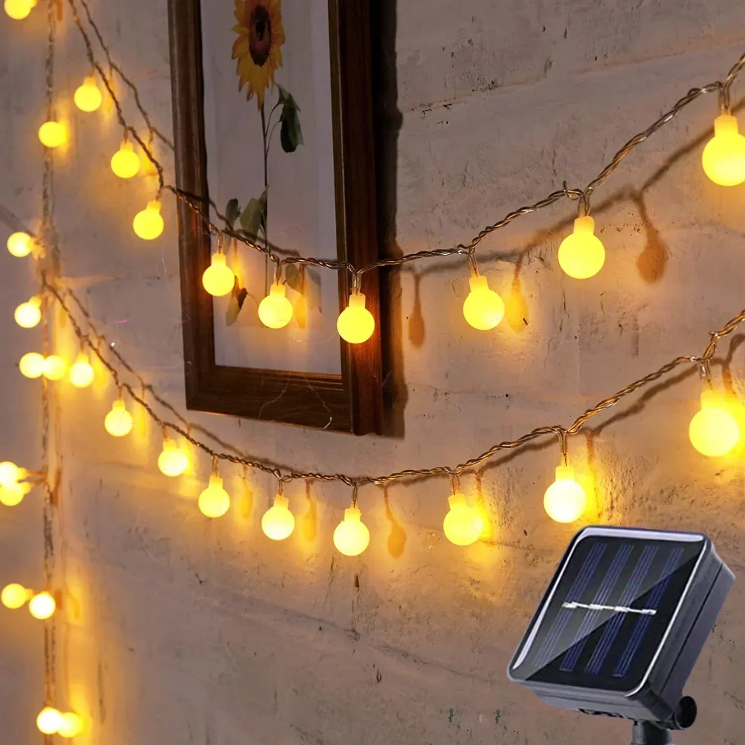 Solar-Lichterkette mit warmweißen LEDs für Garten und Terrasse -    Zorenza