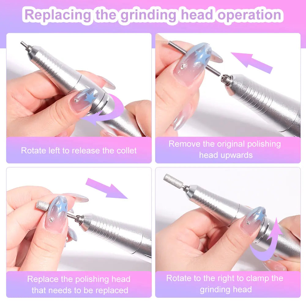 45000 RPM oplaadbare elektrische nagelboormachine Professionele nagelboren voor gelnagels Polish Draagbare nagelvijl manicure tool Zorenza