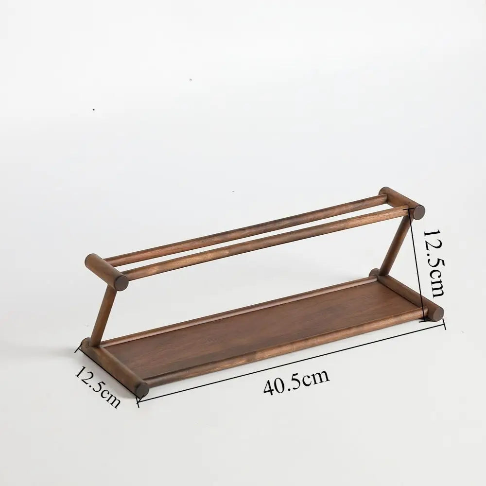 Dubbellaags massief houten theeservies organisator displayplank, geen montage nodig, aanrecht opbergstandaard voor theetafel decor Zorenza