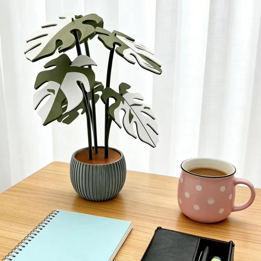 Untersetzer mit Kunstpflanze Monstera – Oberflächenschutz mit dekorativem Akzent Zorenza