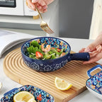 Keramikschüssel mit Griff – Handbemaltes Boho-Design -    Zorenza