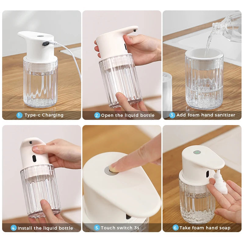 Keuken 300ml Automatische Zeepdispenser USB Oplaadbare Touchless Hand Hoge Capaciteit Wasmiddel Badkamer Dispenser Zorenza